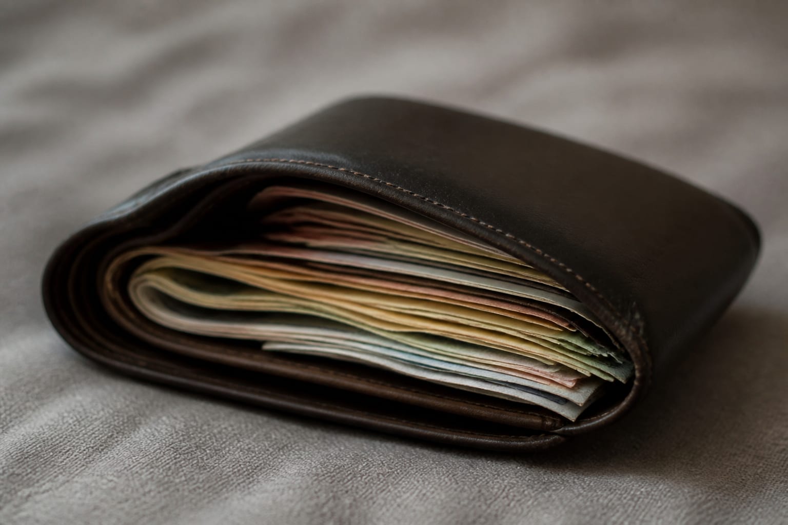 Portofel plin cu bani cash