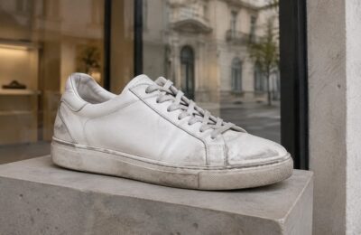 Pantofii sport albi cu aspect uzat intră puternic în lux, de la Celine x Reebok la Coach